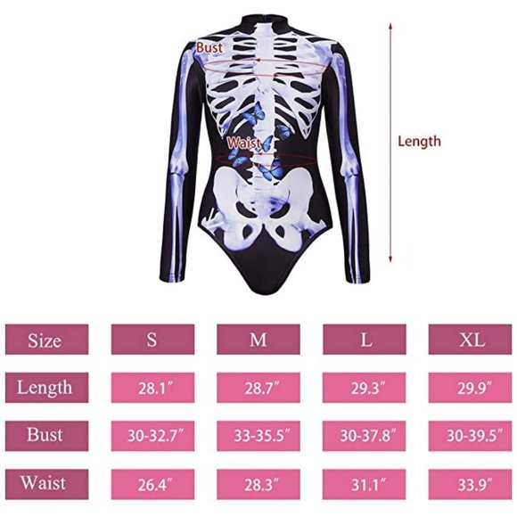 Large Skeleton Butterfly Bodysuit Rave Costume New - Picture 2 of 4